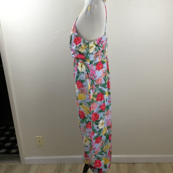 Old Navy Cropped Twist Front Smocked Floral Garden Wide Leg Jumpsuit xl - Picture 5 of 11